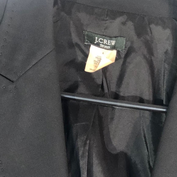 Vintage J Crew Wool Blend One Button Blazer Faux Pocket Shoulder Pads Womens 4 - Picture 7 of 10